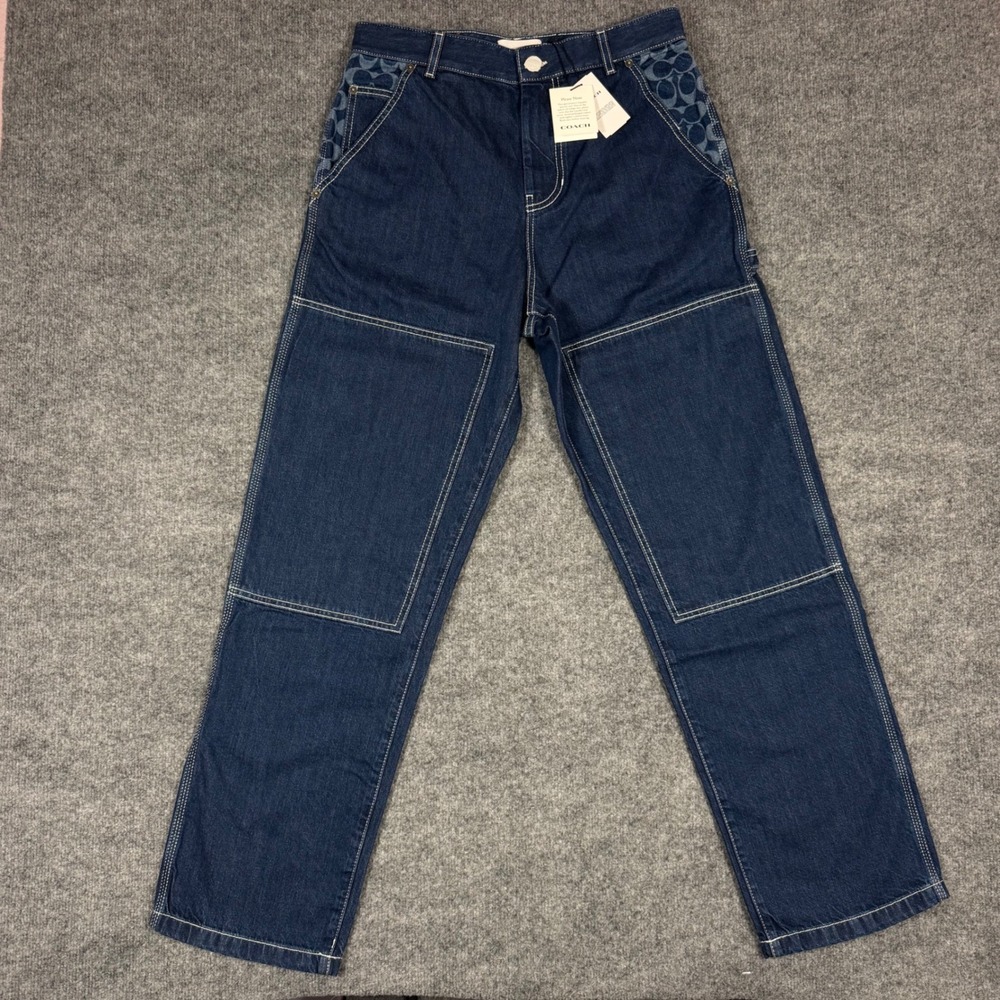 Coach Signature C Double Knee Carpenter Pants Mens 30x31 Blue Cotton NWT